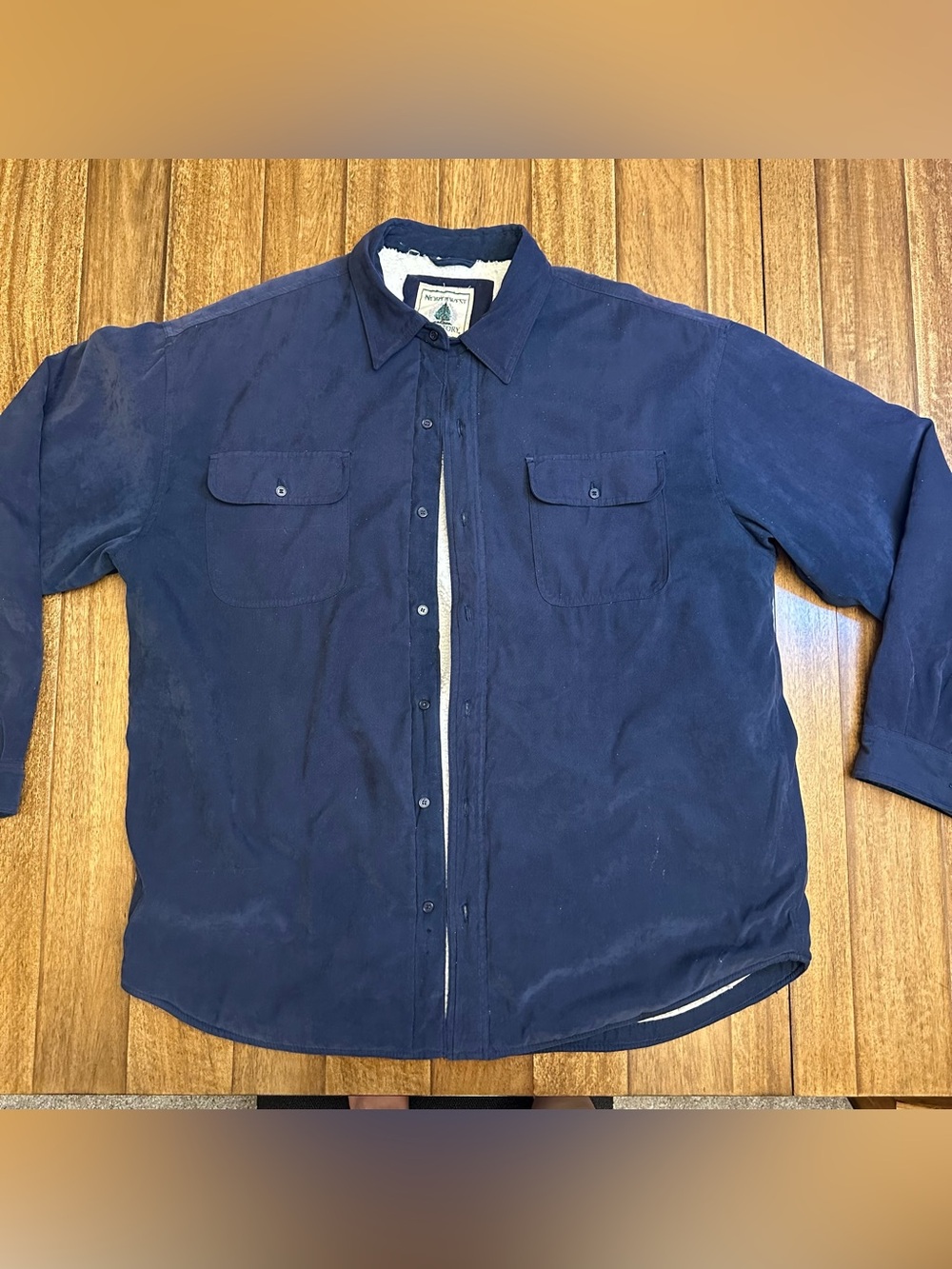 VTG Northwest Territory Men's Blue Sherpa Lined Button Front Jacket XLT Pockets